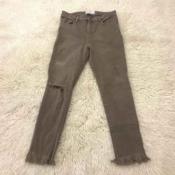 Free People Distressed Brown Jeggings - Picture 2 of 5